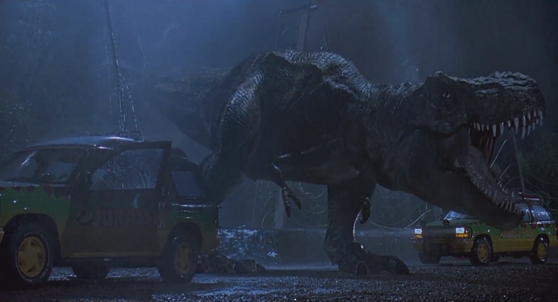 The T-Rex in Jurassic Park roaring